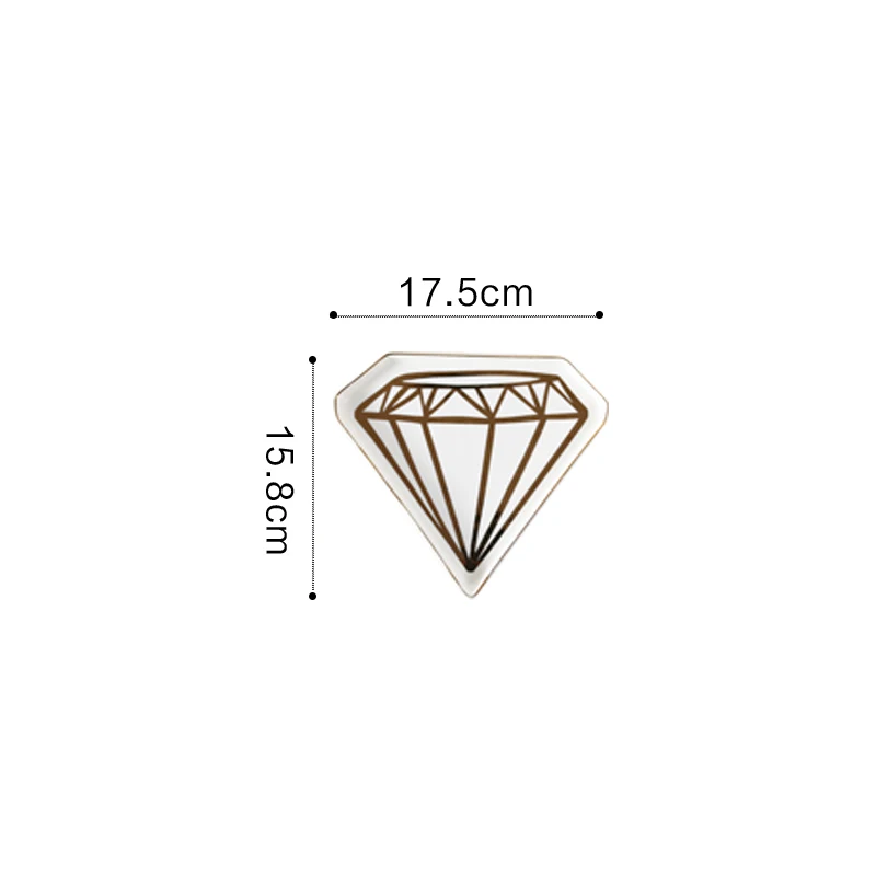 Diamond - L Маленькая керамическая тарелка в виде ананаса, фламинго, торта, тарелка, декоративная фарфоровая тарелка, лоток для хранения ювелирных изделий, кольцо, безделушка, тарелка, посуда - Цвет: Diamond - L