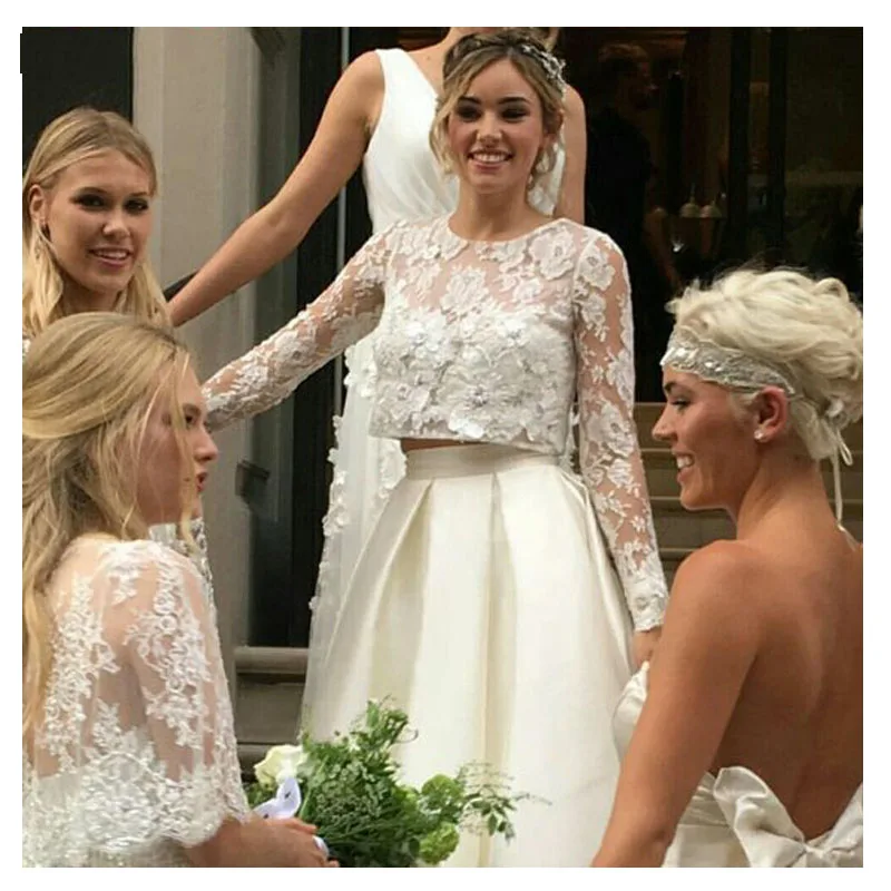 SOFUGE свадебное платье Двойка трапециевидной формы с длинными рукавами кружевной