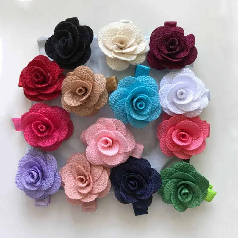 14 шт./компл. розы ручной работы зажим с детьми лента принцессами заколки для волос