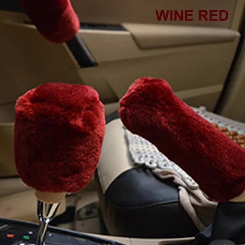Wine red 2 шт., автомобильный ручной тормоз, ручки, мягкий плюшевый рукав, Зимний Теплый ручной тормоз, чехол для рычага переключения передач, ручка, универсальный авто Декор - Название цвета: Wine red