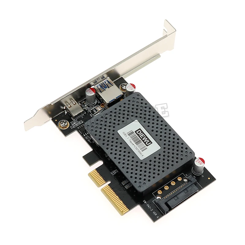 Карта расширения USB3.1 Type A + C PCI E с 15 контактами SATA Power 10 Гбит/с адаптер ASM1142 чип pcie pci