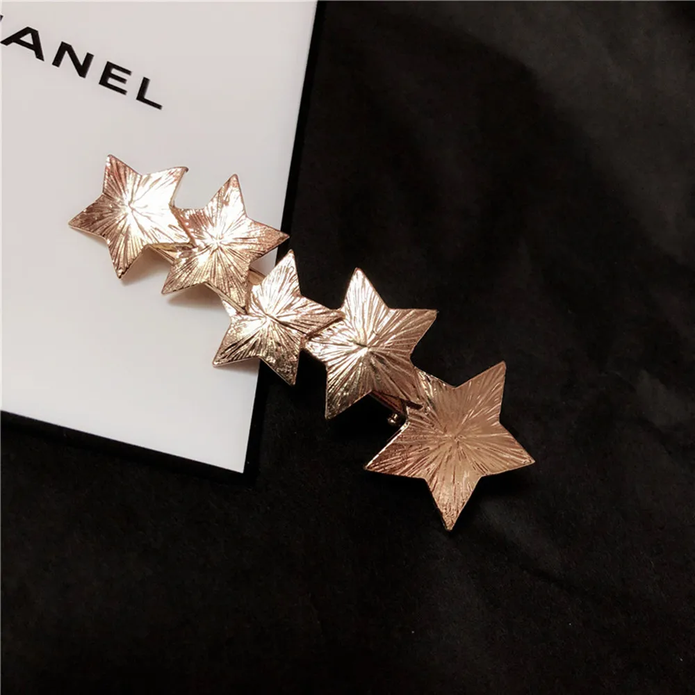 5 stars Модные корейские винтажные металлические матовый золотой цвет пентаграмма звезда заколки с сердечком в форме шпильки аксессуары для волос для женщин девочек - Цвет: 5 stars