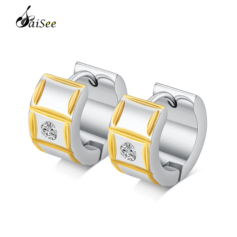 SAISEE Роскошные серьги-кольца из нержавеющей стали для женщин маленький круглый