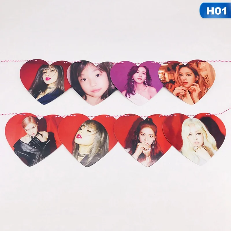 H01 Blackpink Got7 TXT Kpop Лиза Джексон персонаж бумажный флаг плакат повесить фотографии картина украшение дома K-pop - Цвет: H01