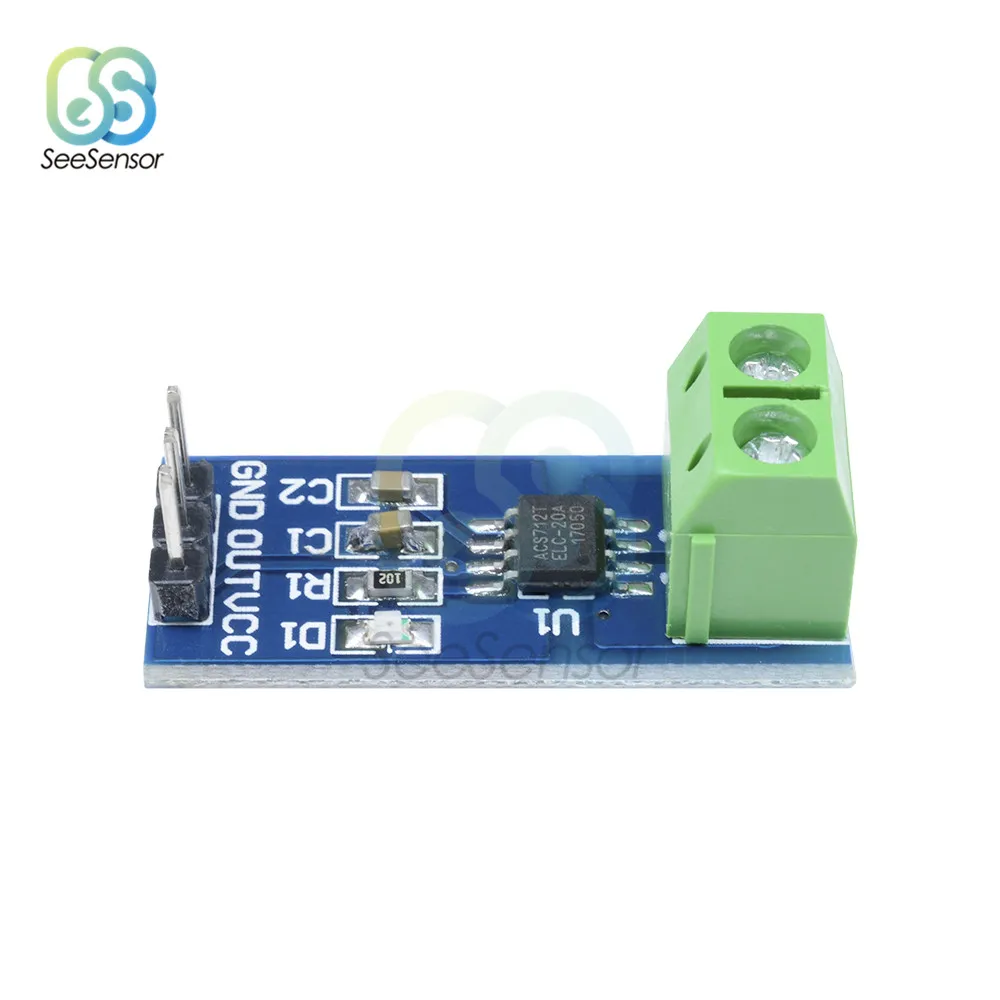 ACS712 5A 20A 30A диапазон Холла ток плата для монтажа сенсорных модулей ACS712ELC-20A Pin 5 В мощность индикаторная доска DIY Электронные Наборы