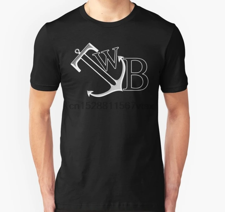 Мужская футболка короткий рукав TWB Якорный логотип на черной футболке Женская