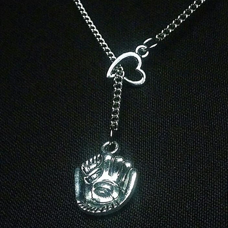 Шар сердце ожерелье Лариат бейсбольная перчатка для Софтбола ожерелья с