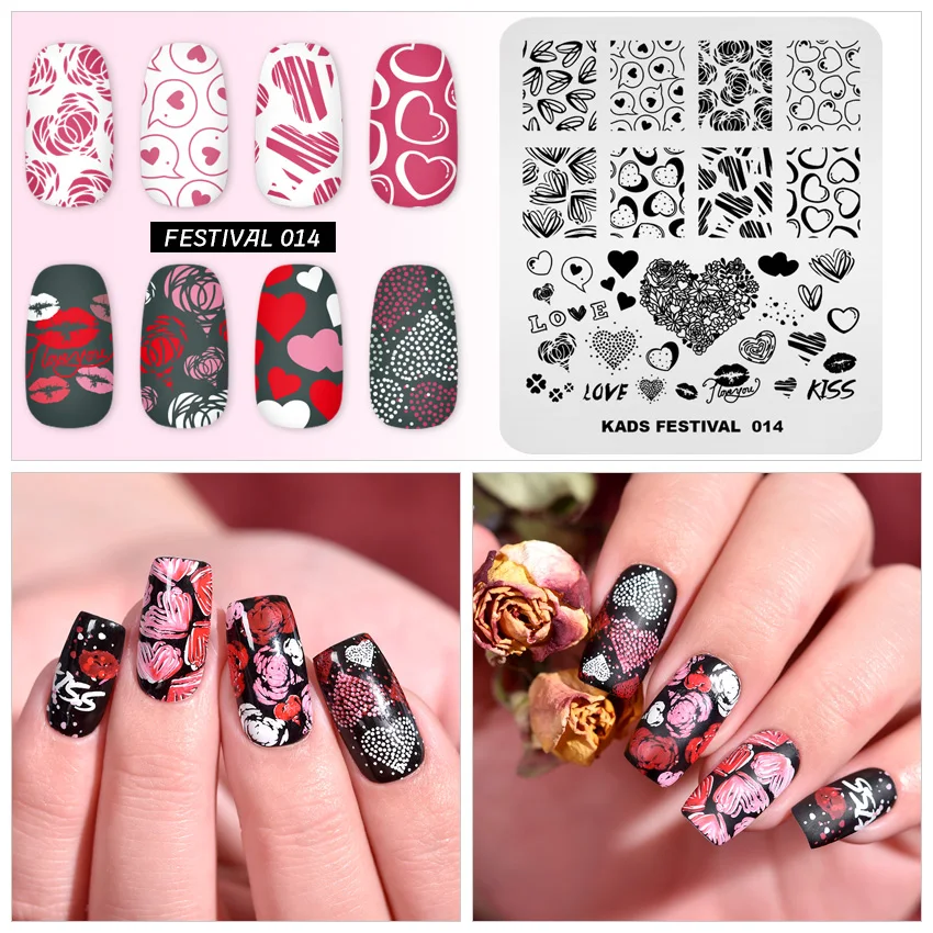 1 шт Nail Art пластины-шаблоны ко Дню Святого Валентина Стиль штамповки 7*8 см трафарет с рисунком в виде надписи "любовь" изображения Stamp Plate маникюрных инструментов