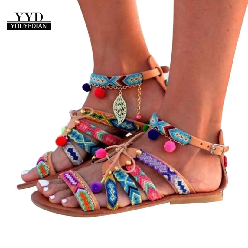 Новинка Модные женские сандалии в богемном стиле повседневная обувь роскошные