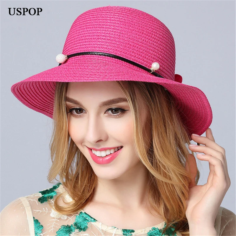 USPOP 2018 Модные женские соломенные шляпы от солнца Повседневная Соломенная женская