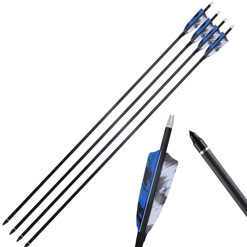 Стрелы для стрельбы из лука 6/12 шт. углеродные стрелы 32 дюйма диаметр 7 8 мм