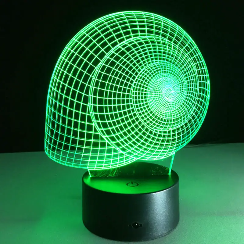 3D Snail Shell lamp Visual Night Light LED Illusion Bedroom USB table Lam Color-changing As Home decoration | Лампы и освещение