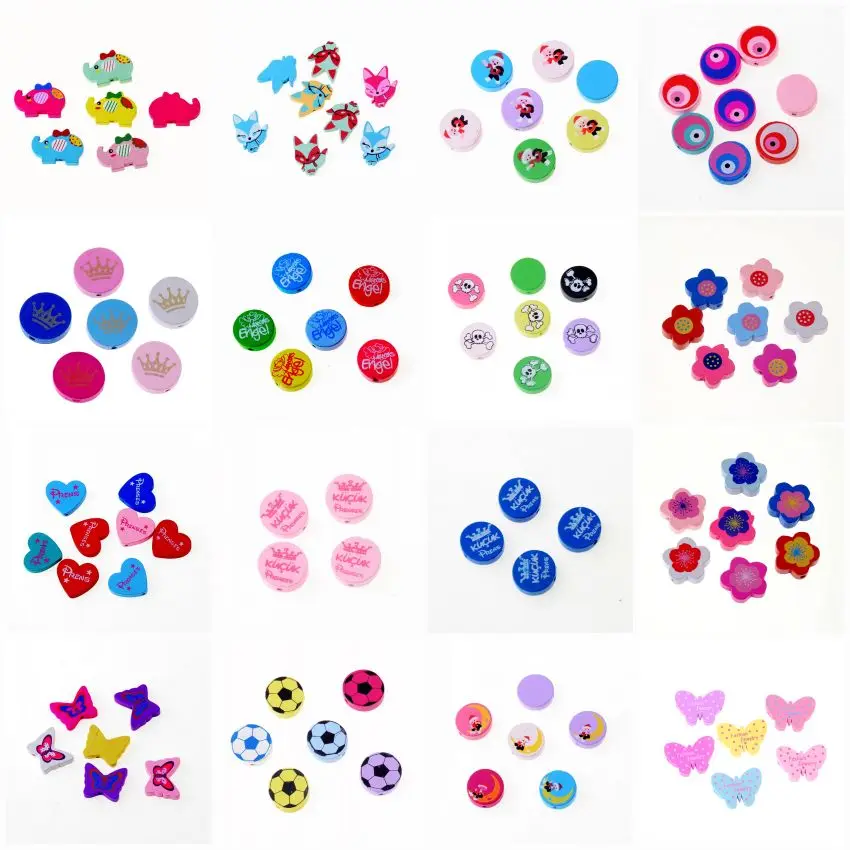 Прекрасные разнообразные стильные деревянные бусины искусственные ювелирные