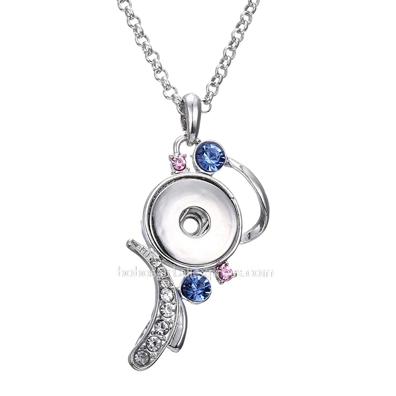 18mm snap necklace XH1953 хрустальный крест цветок Любовь надеюсь Слон Бабочка 18 мм кнопки ювелирные изделия свитер цепи ожерелье и подвески DIY - Окраска металла: 18mm snap necklace