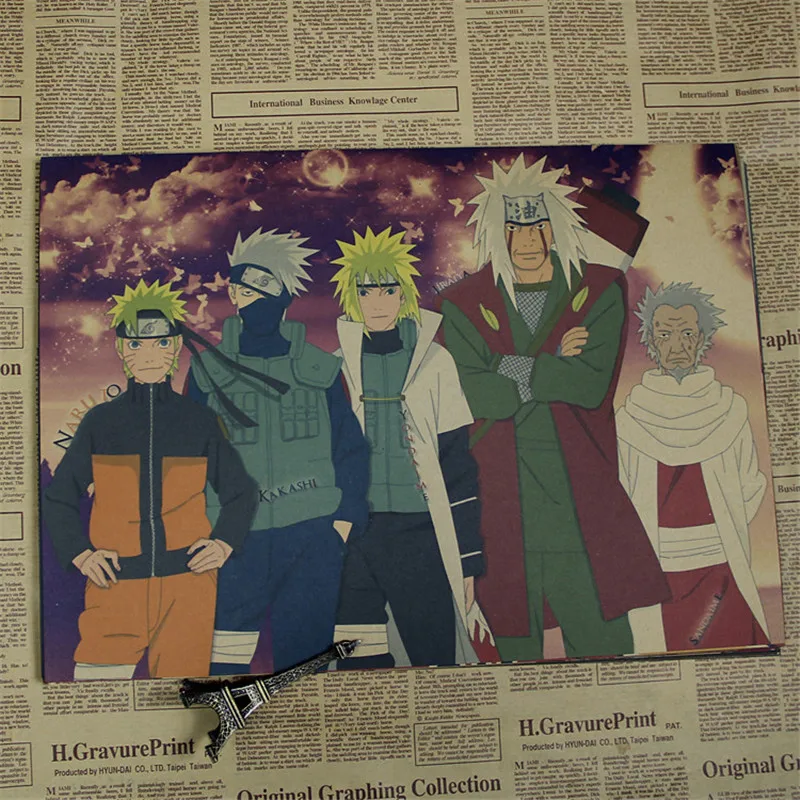 Винтаж аниме мультфильм Узумаки постер Naruto бар Детская комната Домашний декор комиксы Наруто ретро крафт-бумага живопись Наклейка на стену
