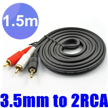 200 шт./лот 5 футов 1 метров разъем 3 мм на 2 RCA кабеля аудиокабель AV-кабель |