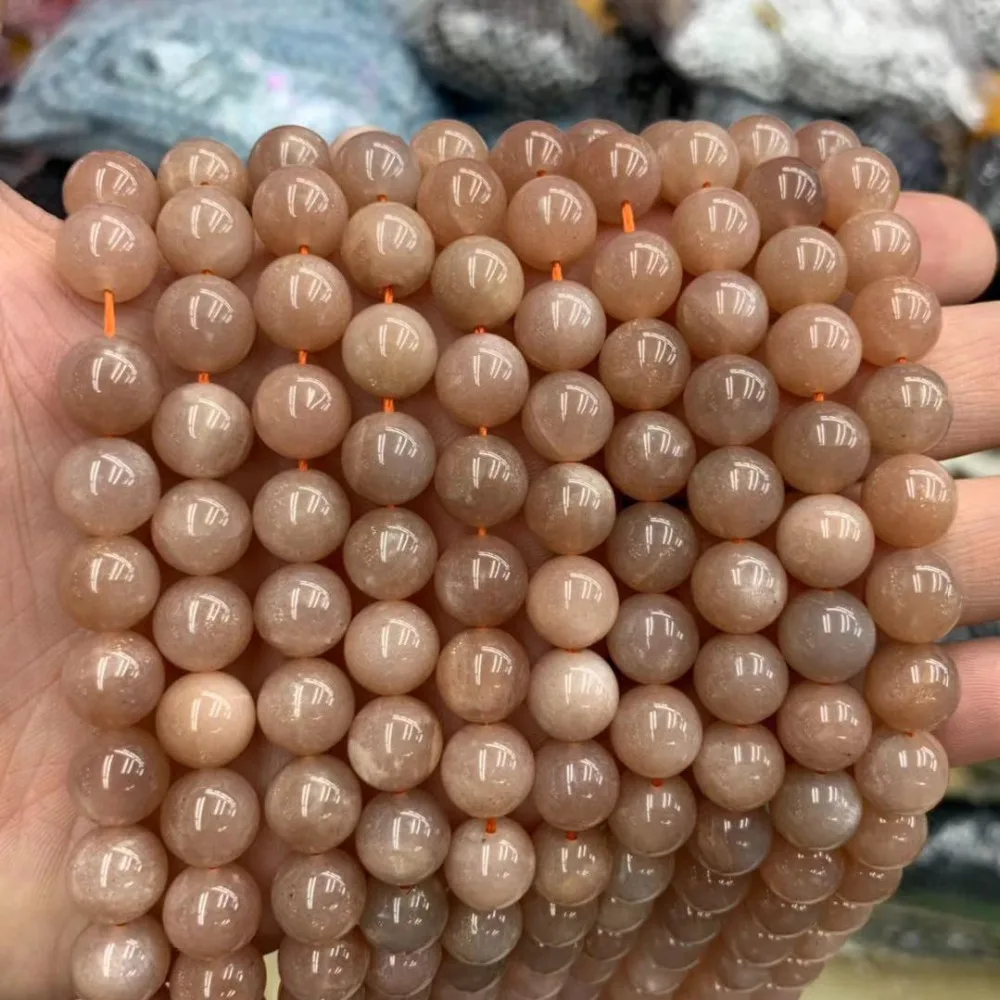 Круглые бусины из солнечного камня, натуральные бусины из драгоценных камней DIY, свободные бусины для изготовления ювелирных изделий, прядь 15 дюймов