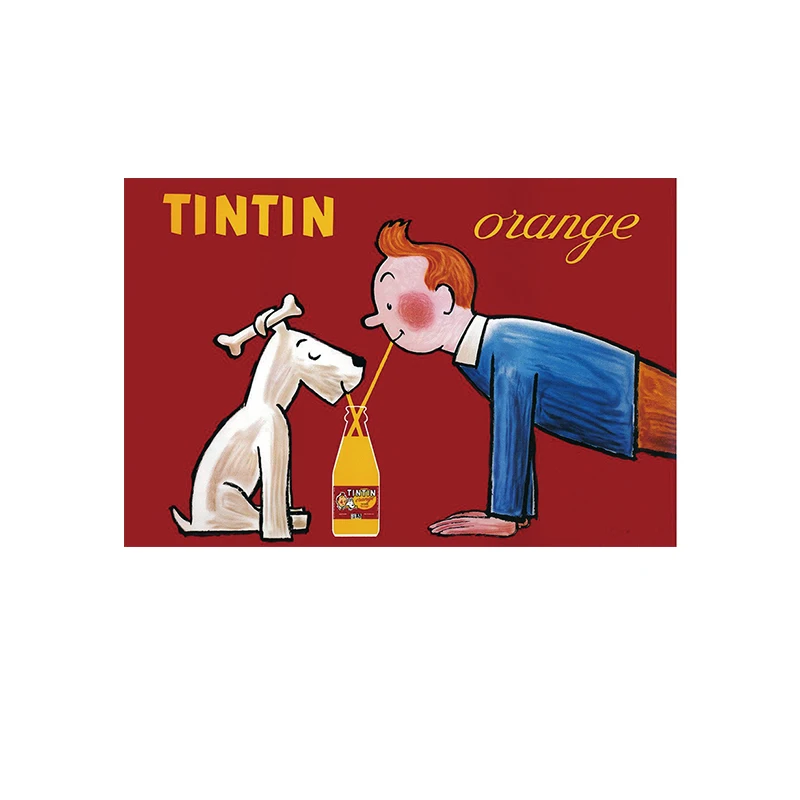 Приключения Тинтина дюймовый мультяжный с плакат героями аниме Винтаж металла