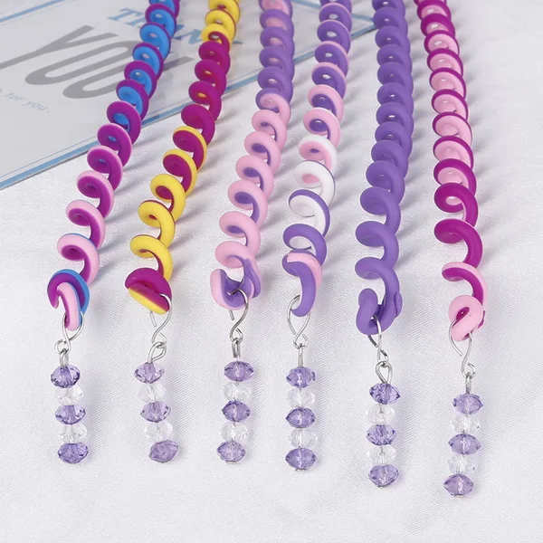 Purple Случайный цвет, 6 шт./лот, повязка на голову, милая повязка на голову для девочек, Хрустальная Детская Подвеска, длинные эластичные резинки для волос, головные уборы, аксессуары для волос - Цвет: Purple