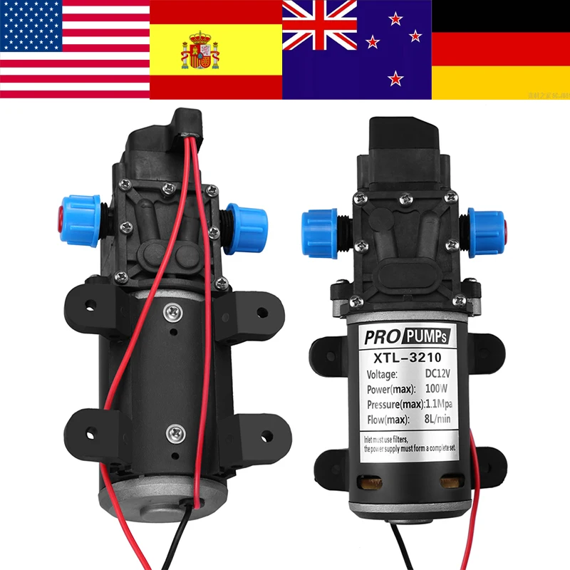 DC 12V 100W Мембранный Водяной насос небольшой безопасный самовсасывающий высокого