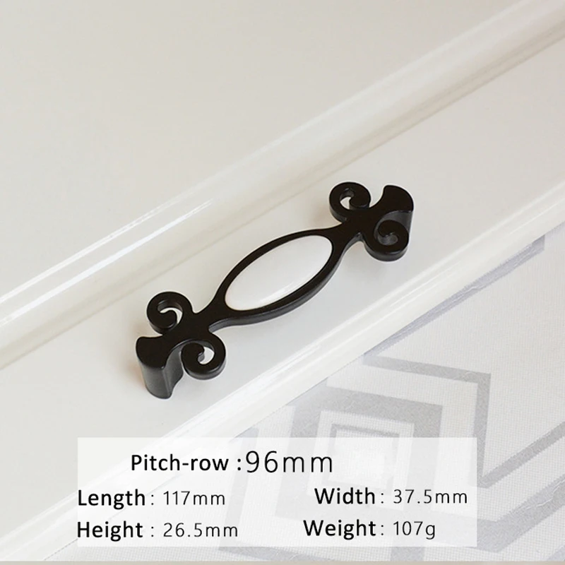 Белая керамическая черная дверная ручка из цинкового сплава Европейская