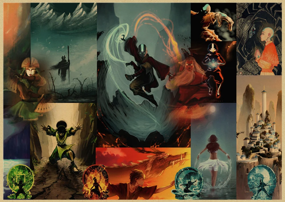 Аватар Последний Airbender Aang Katara мультфильм крафт-плакаты и печать настенная живопись Настенная картина для гостиной домашний декор