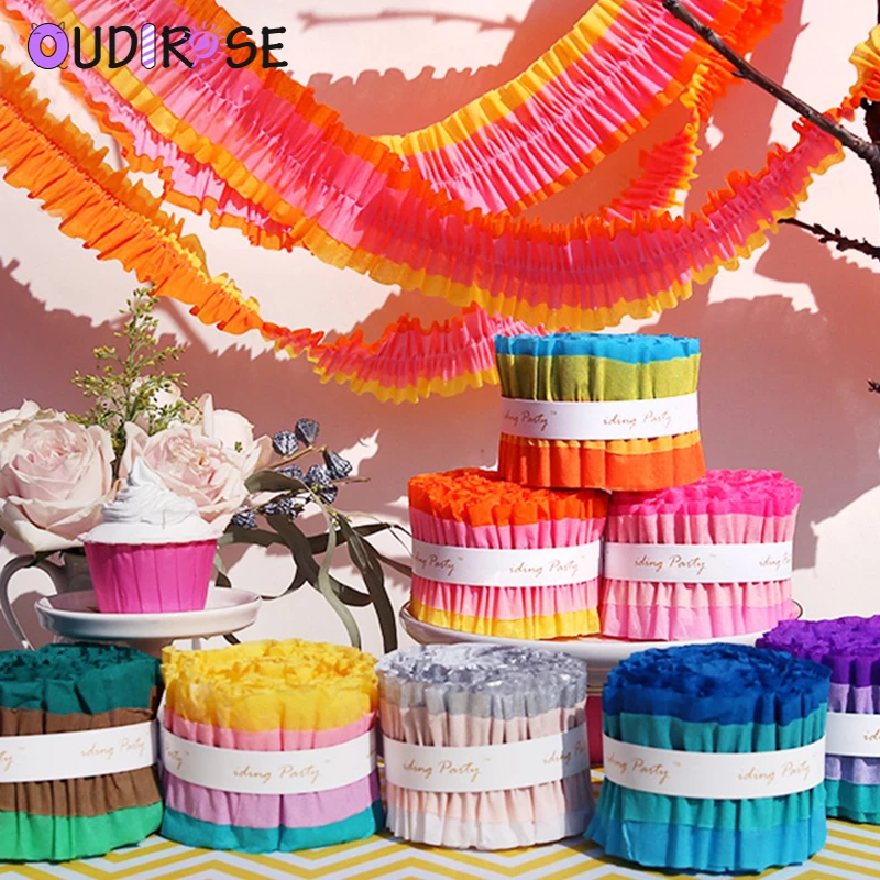 OUDIROSE 7 см * 3 м плиссированный бумажный венок с кисточками вечерние гирлянды DIY