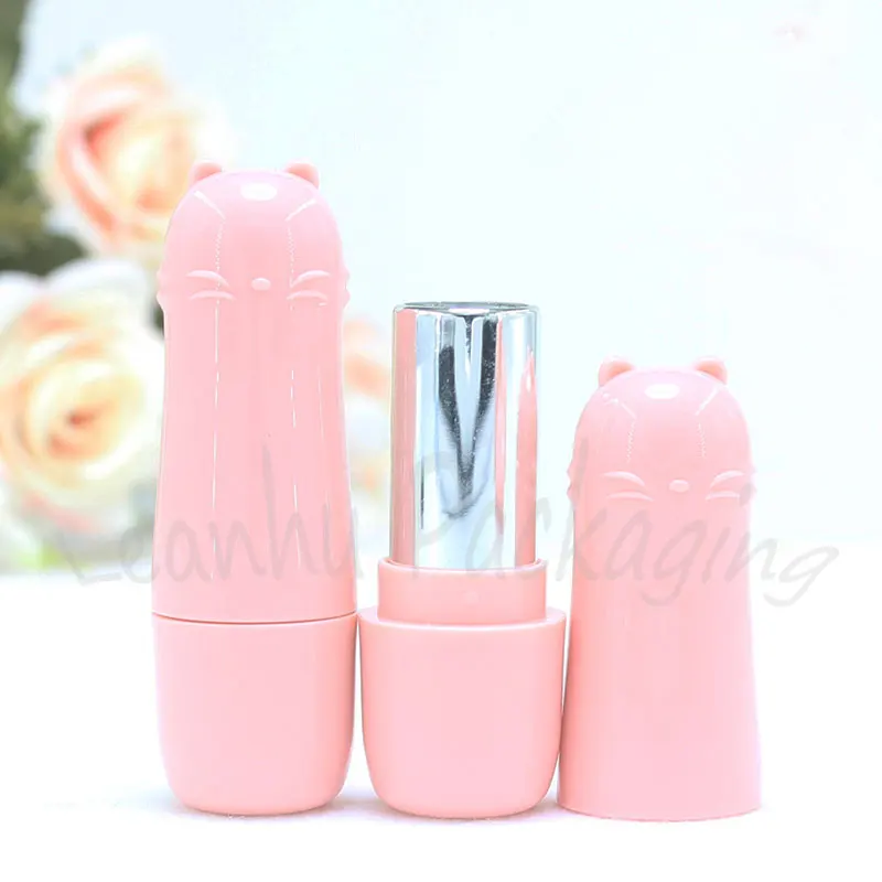 Pink Plastic High-grade Lip Gloss Tube , DIY Cute Cartoon Cat Lipstick Tube , Empty Cosmetic Container ( 50 PC/Lot )