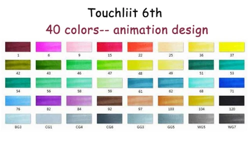 Touchliit 30/40/60/80 Цвета c чернилами на спиртовой основе художественный эскиз манга Твин Маркеры - Цвет: 40 animation design