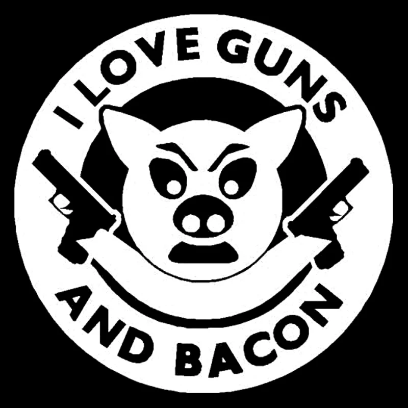 Виниловая наклейка Я люблю оружие и бекон 12 см * | Автомобили мотоциклы