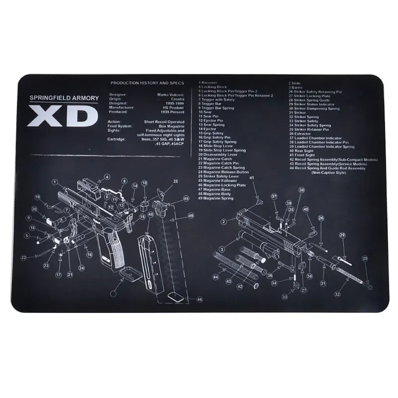 Тактический коврик для чистки пистолета резиновый водонепроницаемая