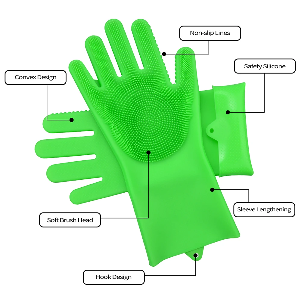 Волшебные силиконовые чистящие перчатки для мытья посуды кухонные бытовые