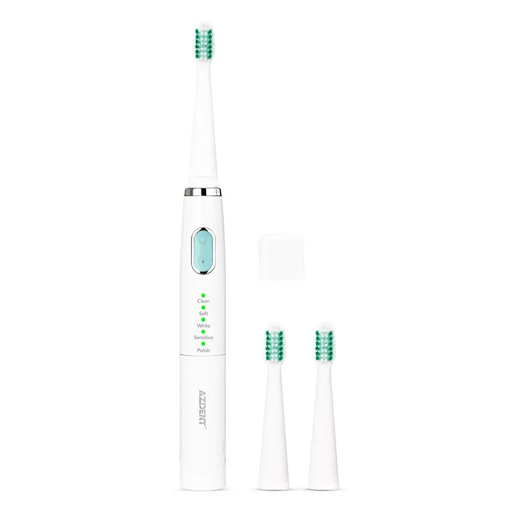 AZ-4 Pro, 5 режимов, звуковая электрическая новая зубная щетка с 3 головками для зубных щеток, батарея, без подзарядки, зубная щетка для взрослых - Цвет: 1 set blue