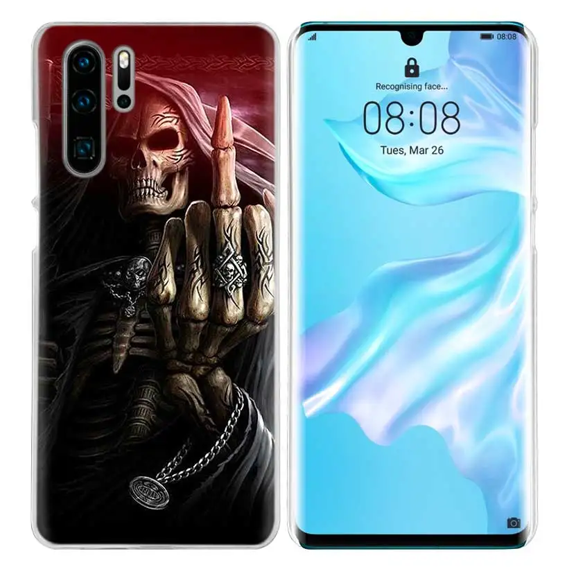 02 Чехол Grim Reaper Skull Skeleton для huawei P20 P30 P Smart Nova 4 3i P10 P9 P8 mate 10 20 lite Pro Mini жесткий чехол для телефона из ПК - Цвет: 02