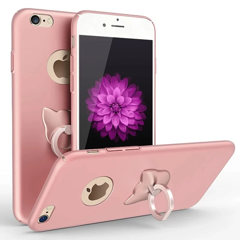 Чехол для iPhone 8 Plus жесткий чехол телефона с кольцом Apple 7 SE 5s 6 S 5 простой черный