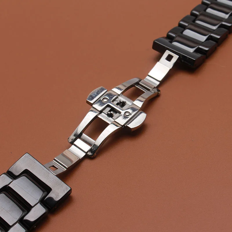 Ремешок керамический для часов черный браслет Samsung Gear S3 Classic Frontier Butterfly metral 14 16 18 20