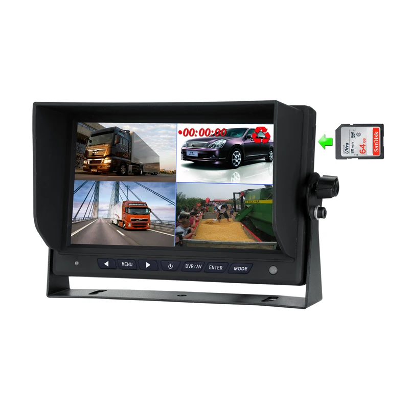 DC12V-24V 4 канала видеонаблюдения Сплит Quad lcd экран дисплей Авто Грузовик заднего вида Автомобильный монитор с Запись видео DVR