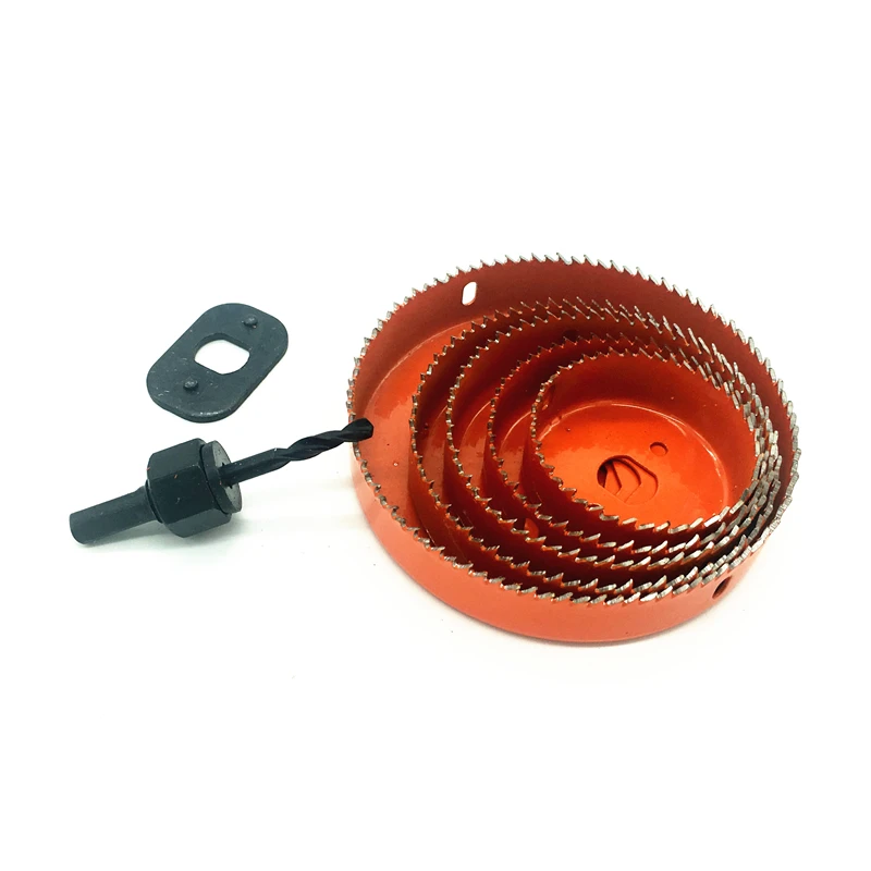 7pcs DIY Hole Saw Tools Drill Bit Cutting Set Kit 64mm-127mm Wood Sheet Metal Alloys Circular Round Case Bits with Mandrel | Инструменты