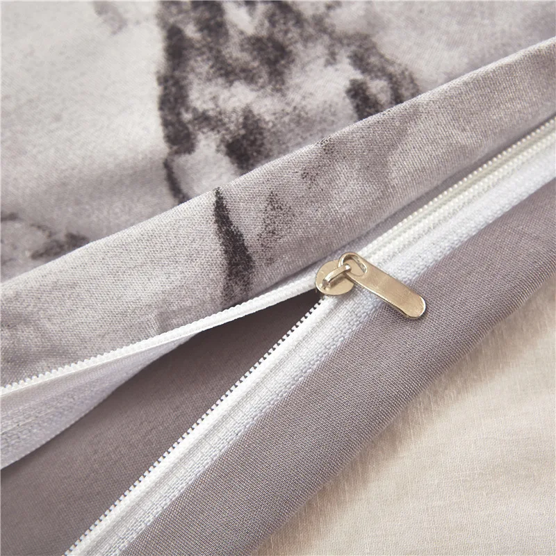 Новый пододеяльник комплекты Реверсивный Белый серый узор хлопка постельных