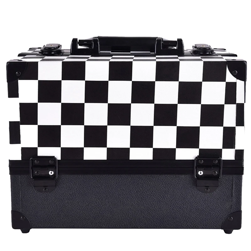 The New Leopard checks leaves ABS&PU Make up Box Makeup Case Beauty Case Cosmetic Bag Multi Tiers Lockable  Box cosmetic case