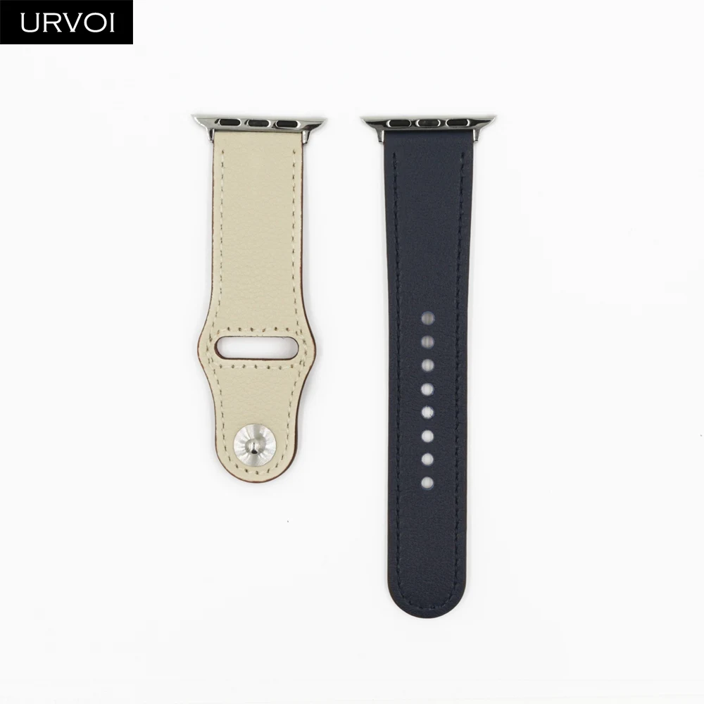 Blue Vintage White URVOI Swift кожаный ремешок для apple watch series 4 3 2 ремни для iwatch 4 Классическая Пряжка ручной работы запястье 38 42 40 44 мм - Цвет ремешка: Blue Vintage White