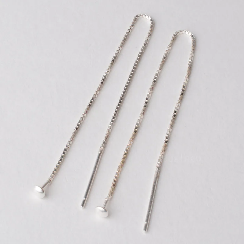 

earwire,solid 925 sterling silver ear thread, Box Chain earring wire with Headpin