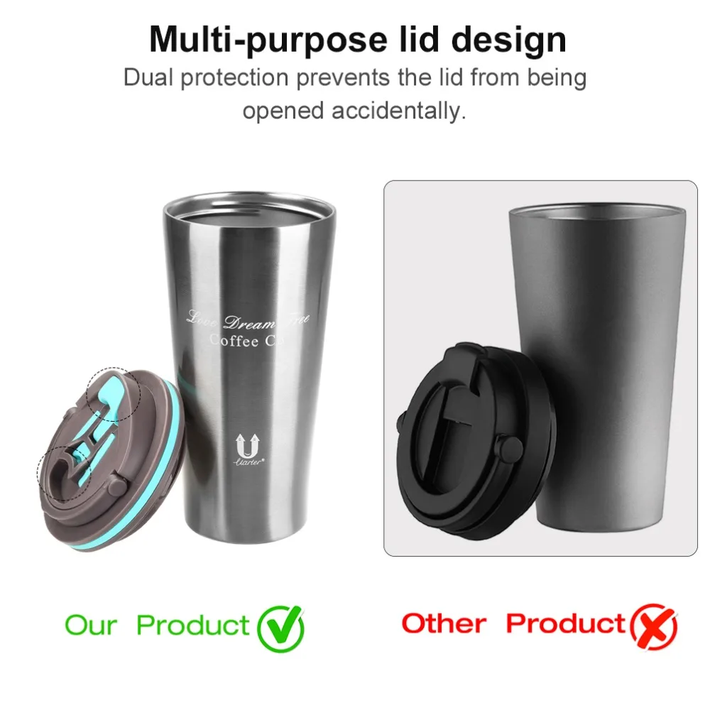 Кружка для путешествий кофейная кружка с ручкой термос из нержавеющей стали