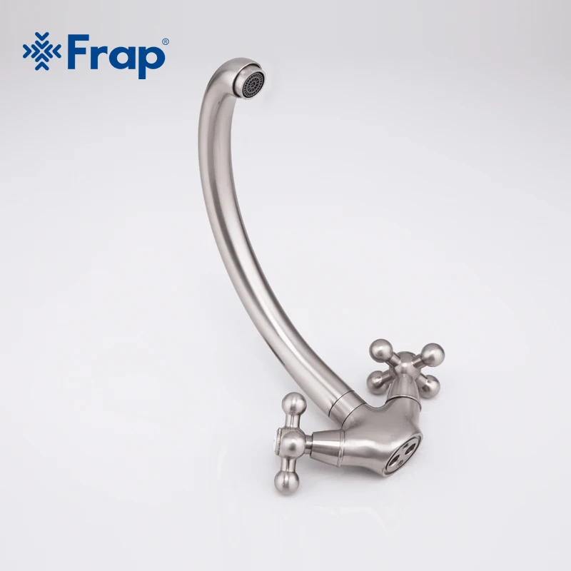 Frap 1 комплект горячая Распродажа кухонный кран из матового никеля двойная ручка