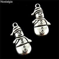 nostalgia 10pcs snowman christmas charms for jewelry making winter snow man pendant 2512mm