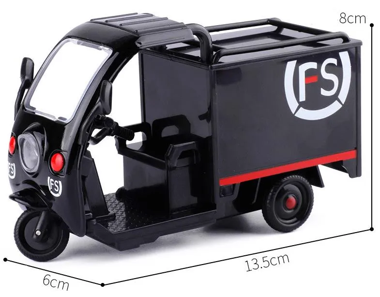 Высокая модель SF Express, трицикл из сплава 1:32, коллекционный игрушечный мотоцикл