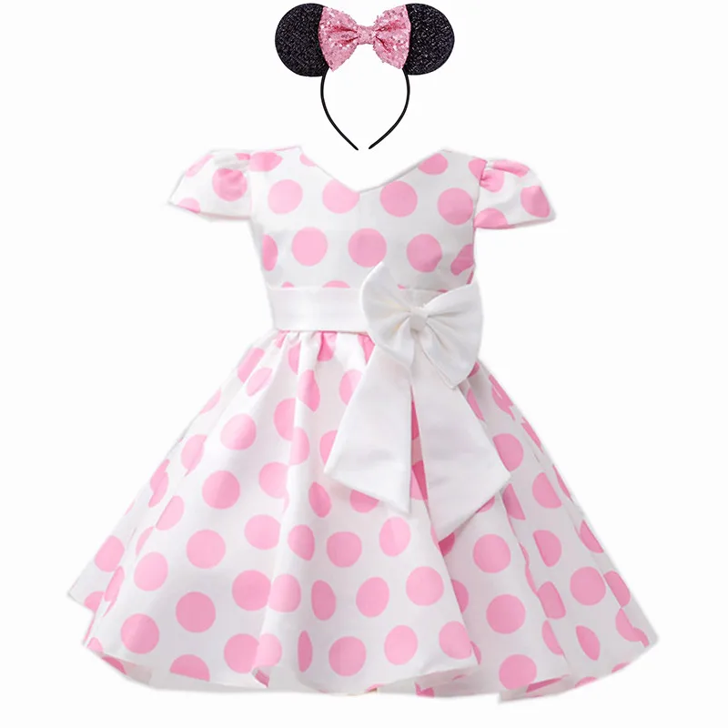 Minnie Mouse K Милая одежда с Минни Маус для маленьких девочек, мини-юбка выше колена, летнее праздничное фатиновое платье в горошек для малышей, одежда с дизайном «Микки», детское платье - Цвет: Minnie Mouse K
