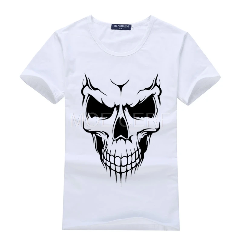 Для мужчин 6-цветной печати личность футболка с принтом черепа хэви-метал рок