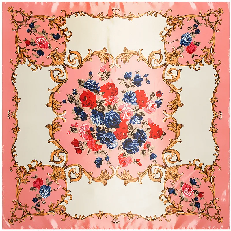 Модный шарф для женщин роскошный бренд цветочный хиджаб с розами шелковая