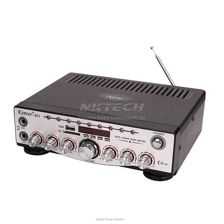 Автомобильный усилитель мощности Kinter-011 цифровой аудио плеер 2CH 30 Вт Hi-Fi стерео DSP AUX VCD DVD FM MIC1 MIC2 VOL тон караоке эхо время